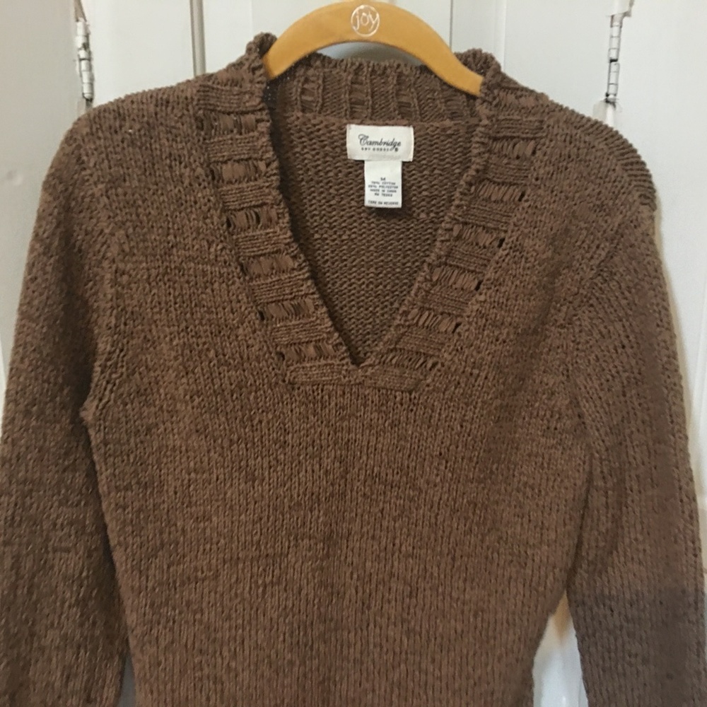 Cambridge Dry Goods Brown V-Neck Sweater - Picture 3 of 15
